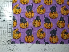 REMNANT "Pumpkin & Cats" fabric - Springs Creative Products Group 13" x 21"