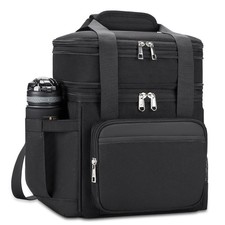 holuxer Insulated Lunch Bag & Box for Men - Double 15L, Black Classic