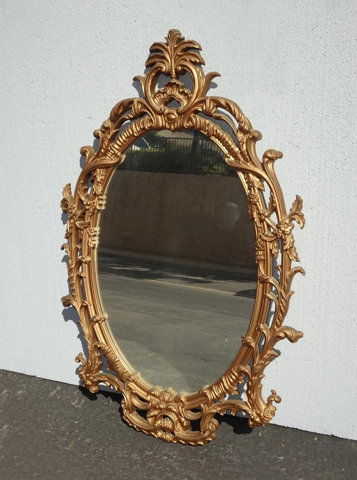 44" Tall Vintage Turner Mfg. French Provincial Gold Wall Mantle Mirror - Image 4 of 4