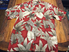 Pierre Cardin Men's Hawaiian Shirt,Medium,Maroon Floral
