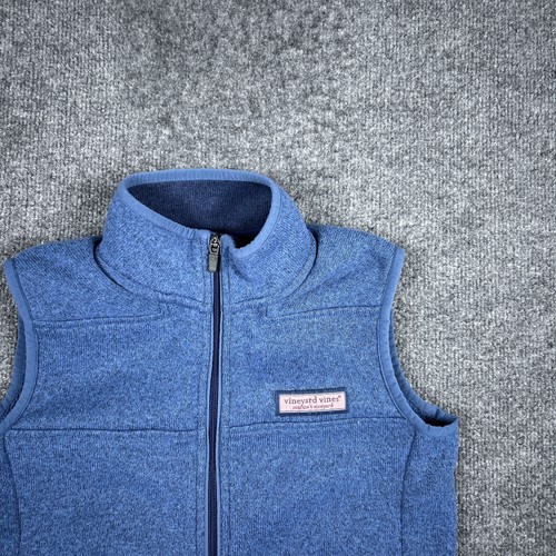 Vineyard Vines Vest boys Medium Blue Fleece Full Zip Sleeveless Outdoor Jacket - Picture 4 of 11