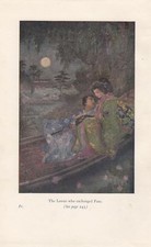 1912 PRINT MYTHS & LEGENDS OF JAPAN ~ THE LOVERS WHO EXCHANGED FANS
