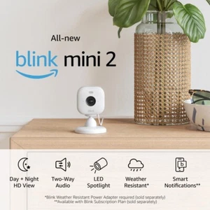 Tout nouveau Blink Mini 2 — Caméra de sécurité intelligente rechargeable, projecteur, et MORE | NEW