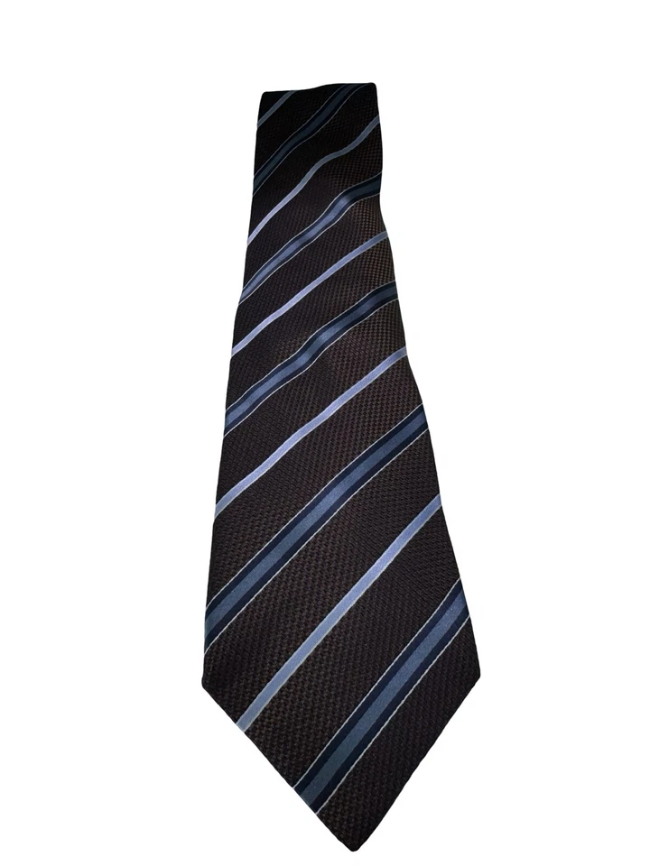 Corbata Giorgio Armani Clásica de Lujo Multi Azul Rayas Vibrantes 100% Seda Italia Foto 4 de 4