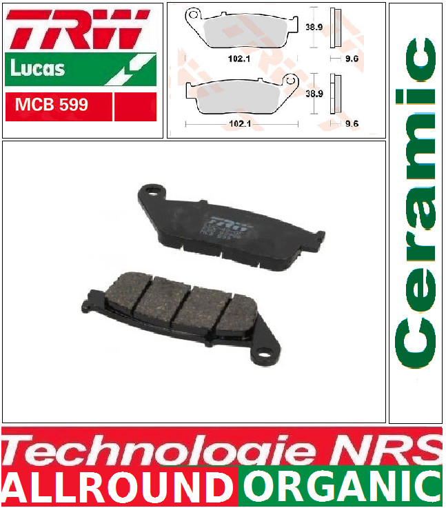 Plaquettes de Frein TRW MCB599 Organic : Freinage Silencieux et Progressif Roadwin 250