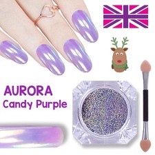 Aurora Candy Polvere Unghie Cromata Viola – Unicorno Pastello AB Specchio Effetto Arcobaleno