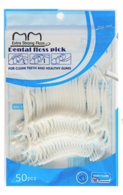 BUDGET BAZAAR 50 PCS DENTAL FLOSS STICKS Interdental Tooth Harps Teeth Picks Oral Plaque Care