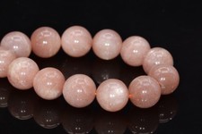 9-10MM Genuine Natural Peach Moonstone Grade A Round Gemstone Loose Beads 7.5"
