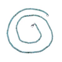 Larimar 3 - 4 Mm Facettierte Kugelkette Mit 925Er Silber Karabinerverschluss Ca.