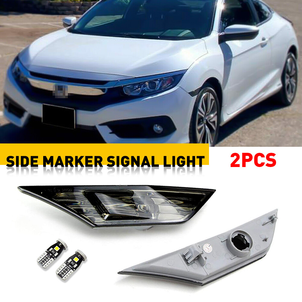 SMOKED SIDE MARKER LAMP TURN SIGNAL LIGHT W/ BULBS LED FOR 2016-2021 HONDA CIVIC