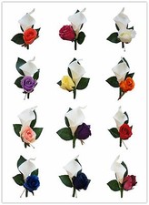  Pick Rose Color Real Touch Calla lily Silk Rose boutonniere-pin included