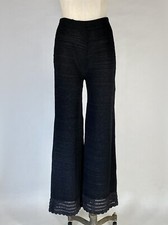Vintage 1970's Handmade Black CROCHET wide leg palazzo style bell bottom pants S
