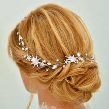 21 Inches Silver Star Rhinestone Bride Wedding Vine Gold Bridal Hair Crystal