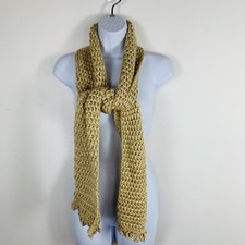 Handmade Womens Scarf Beige Rectangle Chunky Knit Warm Winter Accessory