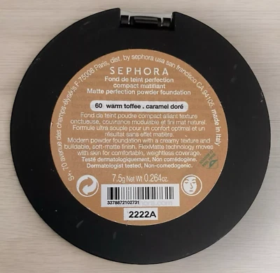 Sephora Matte Perfection Powder Foundation ~ 60 Warm Toffee ~ Full Size ~ SEALED