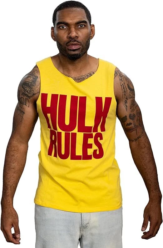 Camiseta sin mangas amarilla Wrestler Hulk Rules disfraz de Halloween disfraces Foto 4 de 4