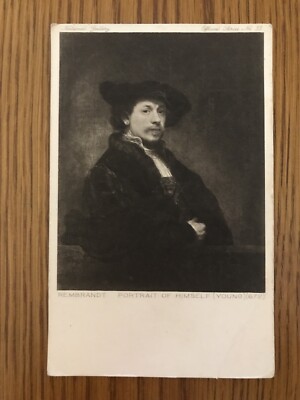 Vintage 20er Jahre, National Gallery, Rambrant, Selbstporträt, UK Postkarte