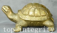 Antigua estatua de tortuga de bronce Fengshui de 8,2"" de larga vida de tortuga animal