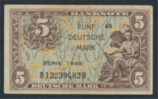 Banknoten BRD (Deutschland) 1948 Rosenbg: 236a, Kenn-Bst: B, Serie: B gebr(89813