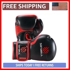 Essential Gel Boxing Gloves, 14 Oz Black/Red, Perfect for Kickboxing & Sparring