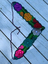 Faja Mexican Belt Embroidered Red Rose Flowers Rainbow Chiapas One Size 1650