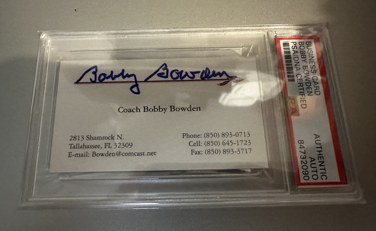 Bobby Bowden Autograph FSU Seminoles PSA/DNA Autographed Signed Business Card 