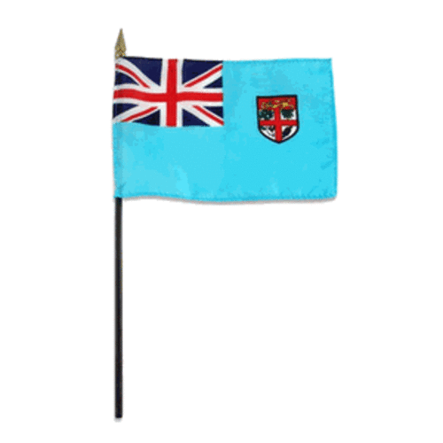 "4x6" Fidschi Flagge / Fidschi Inseln Schreibtischflagge / Fidschi Stockflagge - Bild 1 von 1