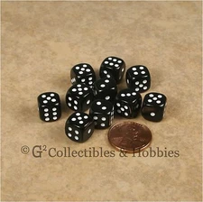 NEW 10 Black 10mm Rounded Edge RPG D&D Game D6 Dice Set 6 Sided Koplow