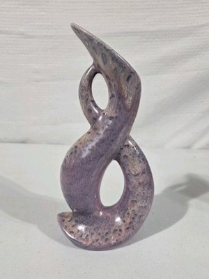 Vtg Handmade Studio Pottery Abstract Sculpture Swirl Vase   Signed