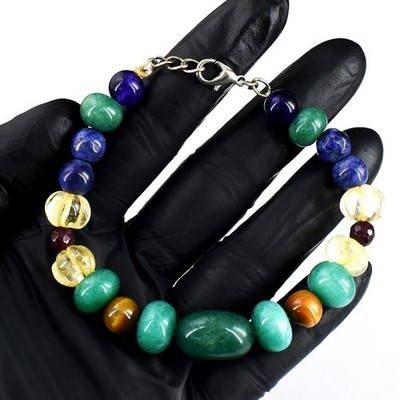 Gorgeous 135.00 Cts Emerald & Lapis Lazuli Beaded Wonderful Bracelet RK 30 E720