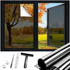 One Way Window Privacy Film Reflective Mirror Tint Non Adhesive Static Cling