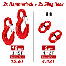 G80 10mm Sling Hook & 8mm Hammerlock Connector Lifting Kit 4PCS