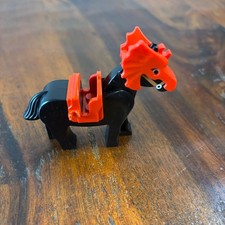 LEGO Castle Dragon Knight Horse Black with Red Dragon Armor and Saddle Vintage