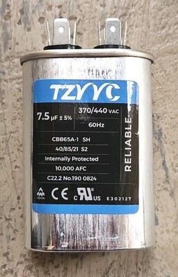 7.5 MFD AC 7.5uF ±5% 370VAC/440 Volt Oval Run Start Capacitor for HVAC