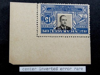 nystamps francobollo nicaragua come nuovo OG NH centrale errore invertito raro 190€ L10y722