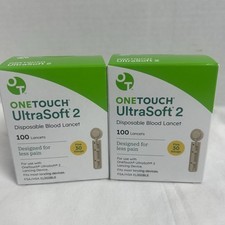 Lot Of 2 OneTouch Ultra Soft 2 Lancets-Fine 30G for Blood Testing 100 Lancets