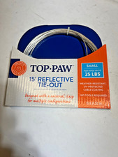Top Paw 15  Reflective Tie Out - Small Dogs,25lbs NEW FAST FREE SHIPPING