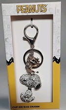 Peanuts Snoopy Woodstock Bling Crystal Rhinestone Keychain Bag Charm