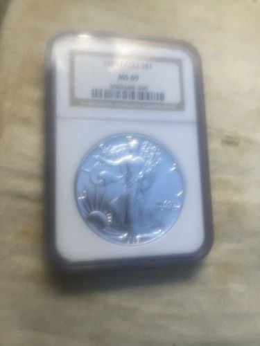 1989 $1 1-oz American Silver Eagle NGC MS69 Brown Label Lit# 462