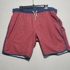 Fair Harbor Swim Trunks Shorts Mens Large Anchor Red Blue Stretch Lined Beach
