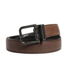 DOLCE & GABBANA Belt Men Brown Classic Leather Metal Buckle 90cm / 36in 380usd