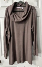 NWOT AnyBody Loungewear Waffle Tunic Top Shirt Cowl Plus Size 1X Plum A293072