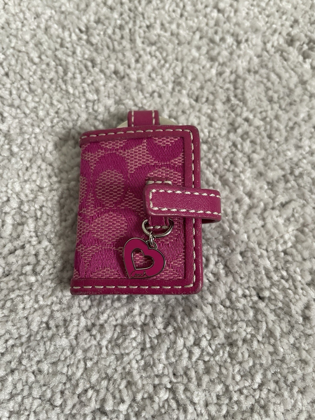 Coach Pink Heart Photo Frame Keychain Charm