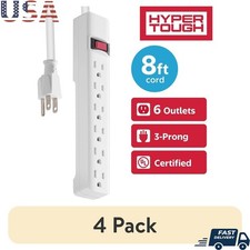 Outlet Power Strip 8ft Cord W/ Overload Protection Durable Indoor Use