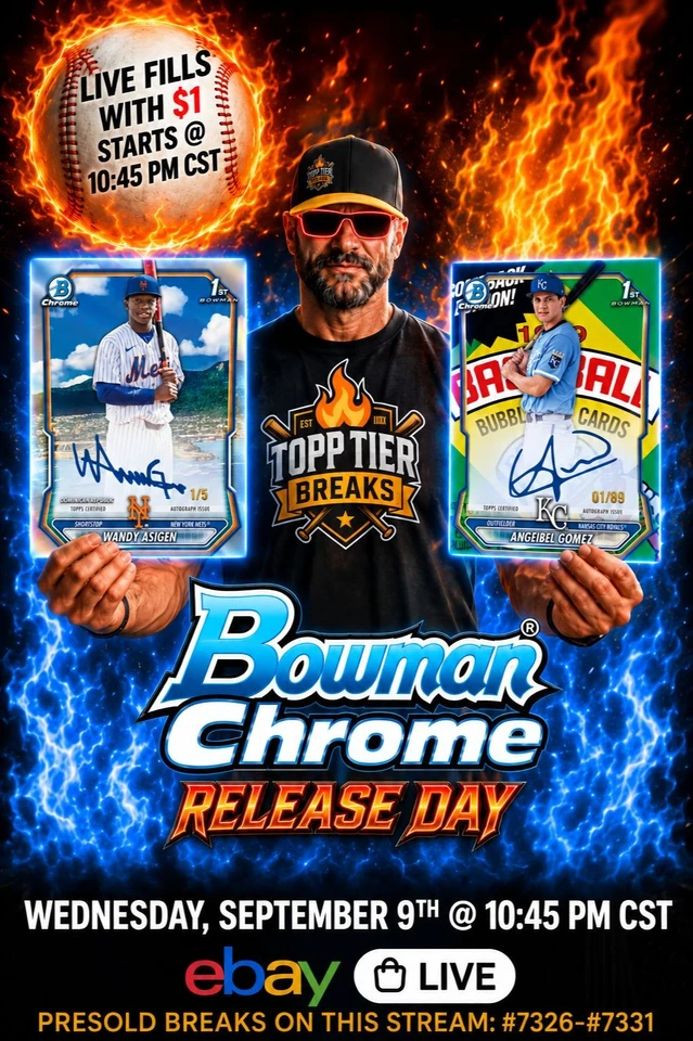WEDNESDAY NIGHT BREAKS W/JAMES-LIVE FILL $1 STARTS & BOWMAN CHROME!!!