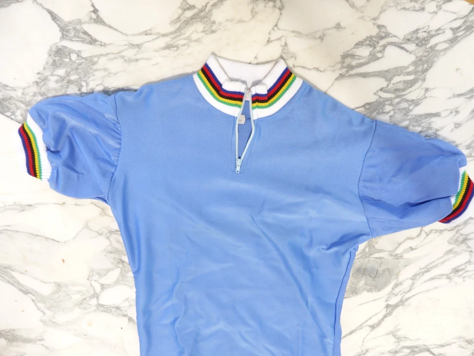 NOS neu Maillot Cycliste velo Vintage  – Taille 1 Bleu eroica - Photo 3/4