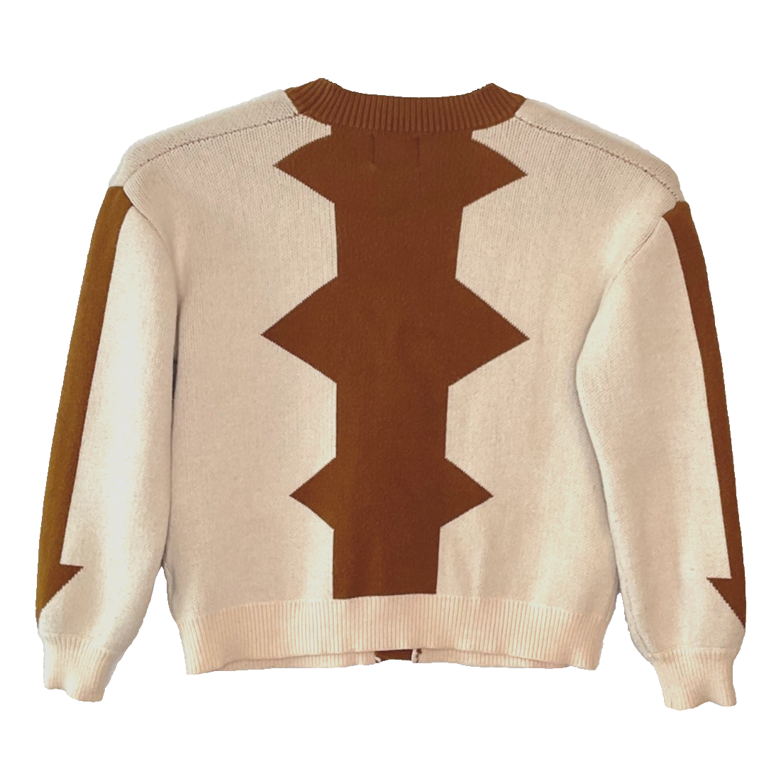 Steady Hands Yip Yip Cardigan Sweater Sz XS Cream Brown Arrow