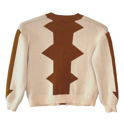 Steady Hands Yip Yip Cardigan Sweater Sz XS Cream Brown Arrow