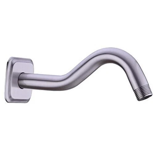 Angled Shower Arm with Flange, 8-Inches Curved Stainless Ste
