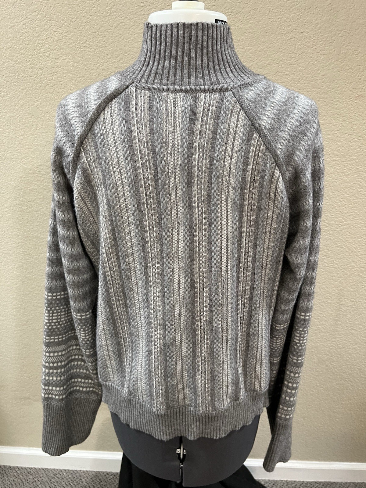 Cyrus Patterned Knit Pullover Sweater Gray Mock N… - image 2